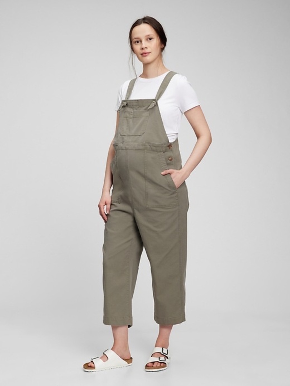 Maternity Cropped Overalls in TENCEL™ Lyocell